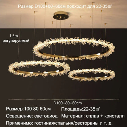 ™ Golden Crystal LED Round Chandelier for Luxury Indoor Lighting