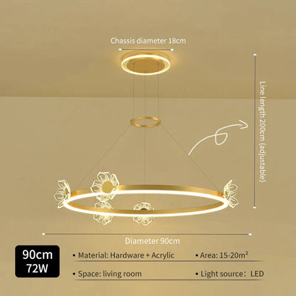 DecorBites™ Gold Butterfly LED Round Ceiling Chandelier for Living Room and Bedroom
