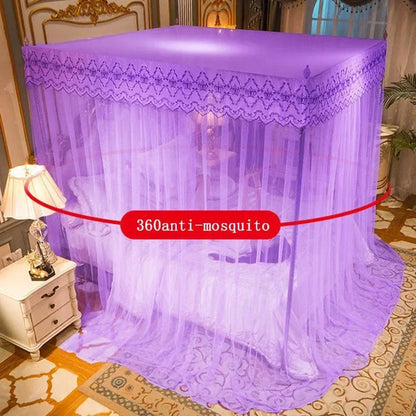 DecorBites™ Lace Mosquito Tent with Stainless Steel Bracket for Queen King Canopy Bed