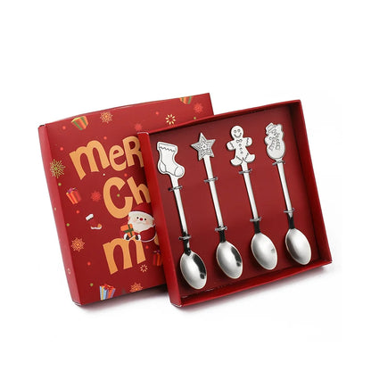 DecorBites™ Christmas Coffee Spoons Gift Box - Stainless Steel Festive Cutlery Spoon Set