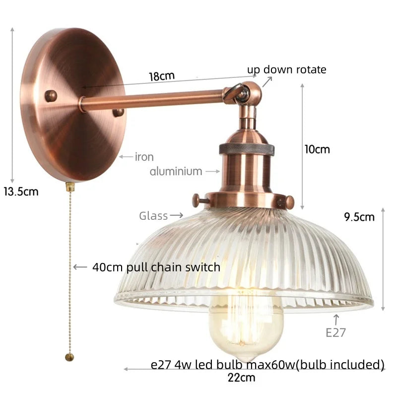 DecorBites™ Clear Glass LED Wall Sconce | Industrial Rural Stair Light Fixtures
