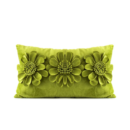 DecorBites™ 3D Velvet Flower Pillow Covers in Yellow Beige 45x45cm