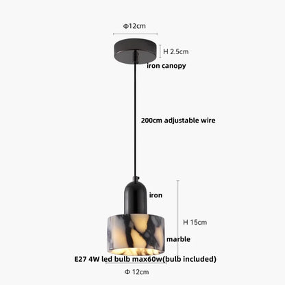 DecorBites™ Bulgari Stone LED Pendant Lamp - Natural Marble Hanging Light