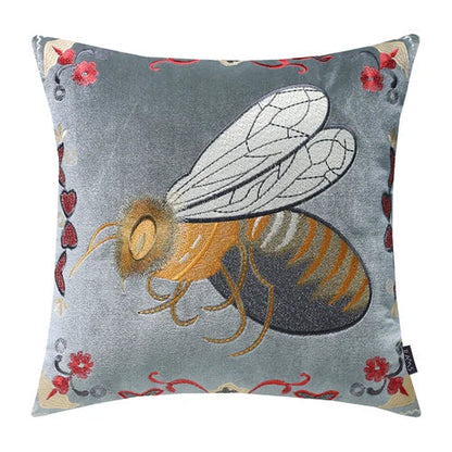 DecorBites™ Bee Embroidery Cushion Cover - Exquisite Animal Design for Sofa Decor