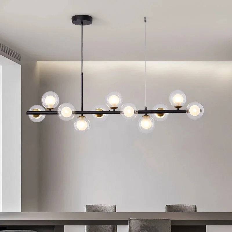 DecorBites™ Golden Glass Ball Chandelier: Modern Nordic LED Pendant Lighting for Home Décor