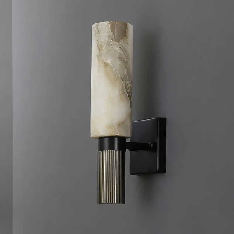DecorBites™ Alabaster Copper Wall Lamp | Luxury Marble Sconce LED Light | Bedroom Living Room Fixture