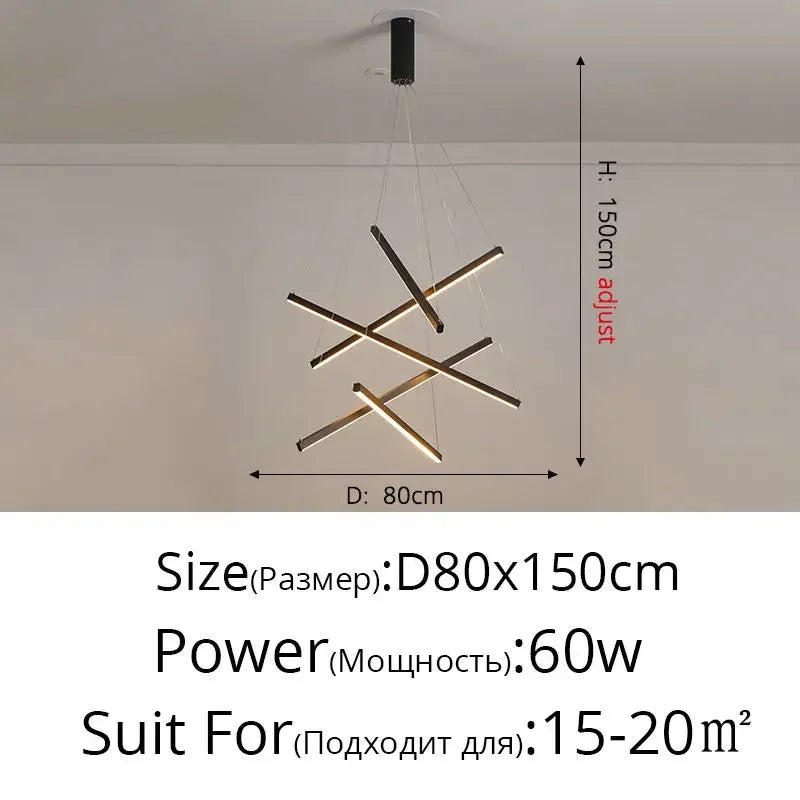 DecorBites™ Aluminum Bar LED Chandelier for Stair Hall Dining Living Room - Indoor Lighting Fixture