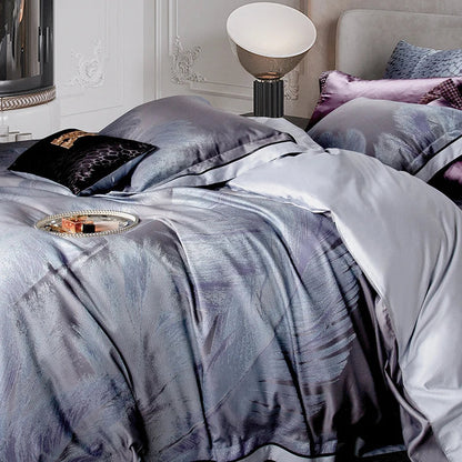 DecorBites™ 1500TC Egyptian Cotton Silk Jacquard Bedding Set for Queen King Beds