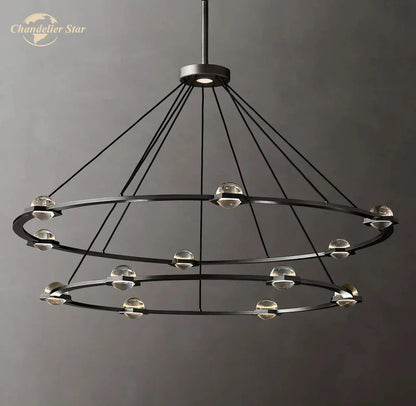 DecorBites™ Éclatant Two-Tier Round Crystal Chandelier for Living & Dining Room