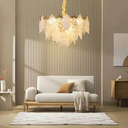 DecorBites™ Crystal Glass Chandelier Blade LED Pendant Light for Living Dining Bedroom Lighting