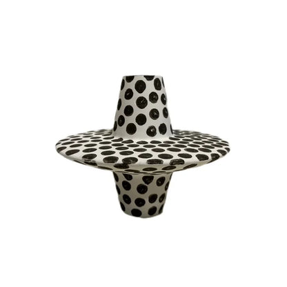 DecorBites™ Black White Dots Ceramic Vase Geometric Abstraction Handicraft Floral Accessories