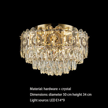 DecorBites™ Crystal Ceiling Lamp: Modern Simple Golden Round Light for Living Room, Bedroom, Study