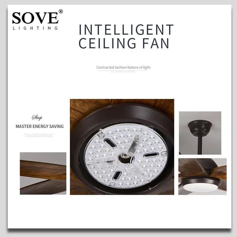 DecorBites™ 60" Wood Blade Ceiling Fan with LED Light & Remote Control
