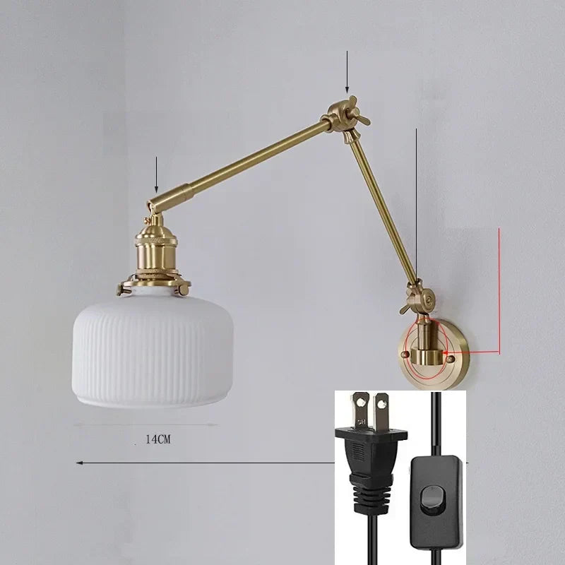 DecorBites™ Ceramic Copper LED Wall Lamp with Adjustable Long Arm Swing