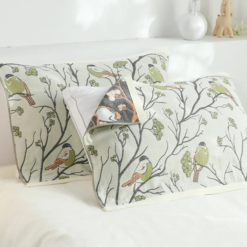 DecorBites™ Lace Trim Pillow Towel - Double Sided Yarn-Dyed Jacquard - 52*75 CM - Five-Layer Cotton Gauze