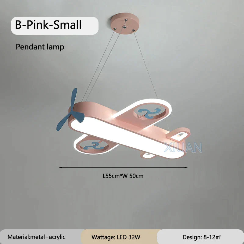 DecorBites™ Kids Airplane Pendant Lights Wood Metal Sconces Nursery School LED
