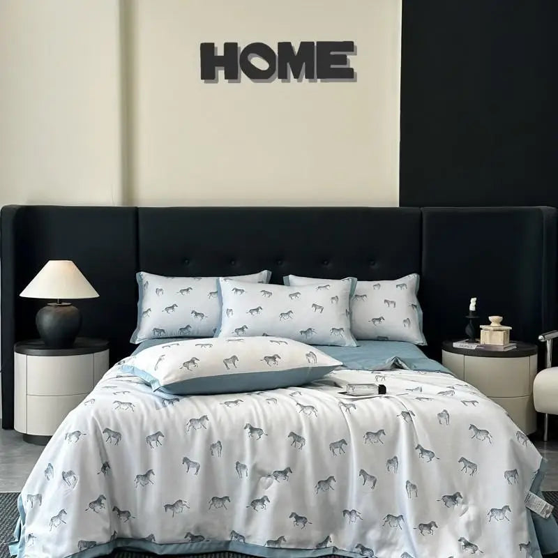 DecorBites™ Cool Silk Summer Quilt Set with Sheets & Pillowcases