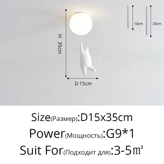 DecorBites™ Kids Cartoon Panda Polar Bear Ceiling Light Chandelier for Boys and Girls' Bedroom