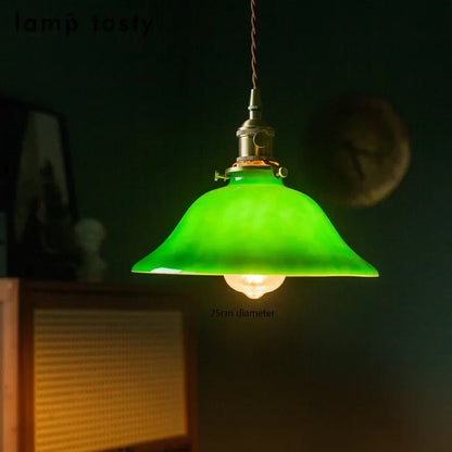 ™ Green Glass LED Pendant Light for Home, Restaurant, Bar, and Loft Style Decor.