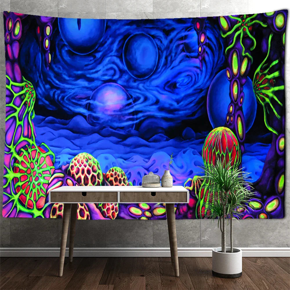 ™ Jellyfish Underwater Tapestry: Psychedelic Alien Art for Home Decor