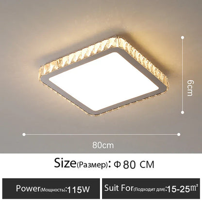 DecorBites™ Crystal LED Ceiling Lamp: Luxury Golden Glossy Lighting Fixture for Living Room