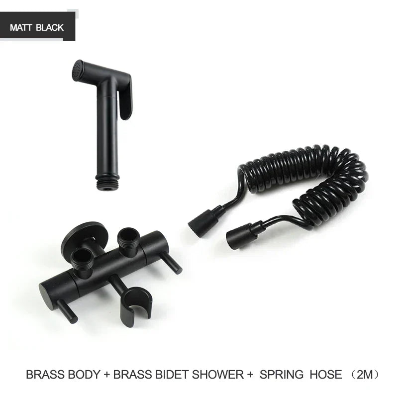 DecorBites™ Brass Bidet Shower Head with Double Outlet Angle Valve
