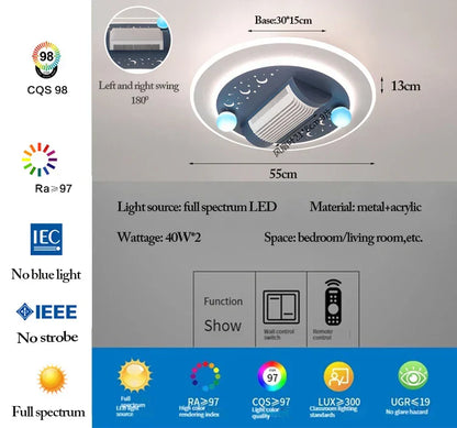 DecorBites™ LED Bladeless Ceiling Fan Dimmable Remote Modern Indoor Lightingusc