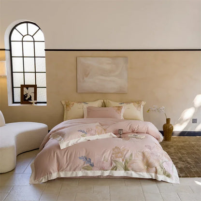 DecorBites™ 100S Egyptian Cotton Embroidery Bed Linens Set for Queen King Euro Size