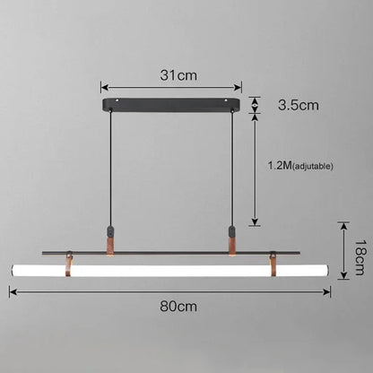 DecorBites™ Eden Modern Black Gold Leather Tube LED Pendant Chandelier