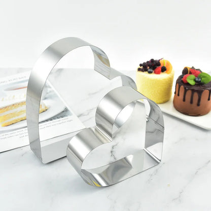 ™ Heart-Shaped Stainless Steel Mousse Mold Set - Baking Tool for Cakes & Desserts