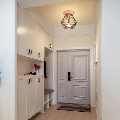DecorBites™ Iron Wood E27 Ceiling Light: Modern Nordic Mini Lamp for Living Room and Bedroom