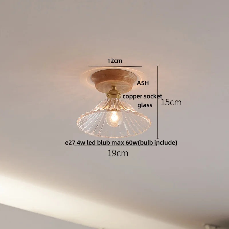 DecorBites™ Lotus Glass LED Ceiling Light with Copper Base - Modern Nordic Design