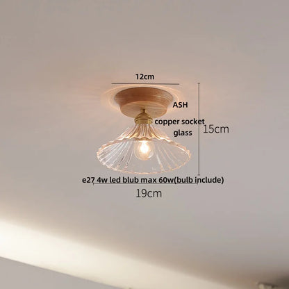 DecorBites™ Lotus Glass LED Ceiling Light with Copper Base - Modern Nordic Design
