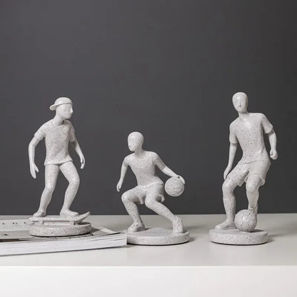 DecorBites™ Abstract Sports Player Sculpture Set Grey/White Figurines Home Decor