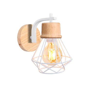 DecorBites™ Iron White Cage Wall Lamp for Modern Indoor Lighting