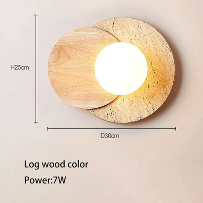 DecorBites™ Cream Style LED Wall Lamp for Bedroom, Soft Light Wood Stone Design