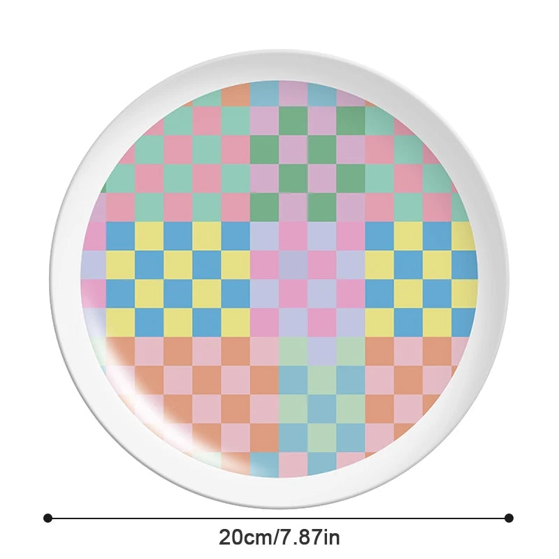 DecorBites™ Korean Style Round Bamboo Fiber Dining Plate for Desserts, Fruits, and Cakes