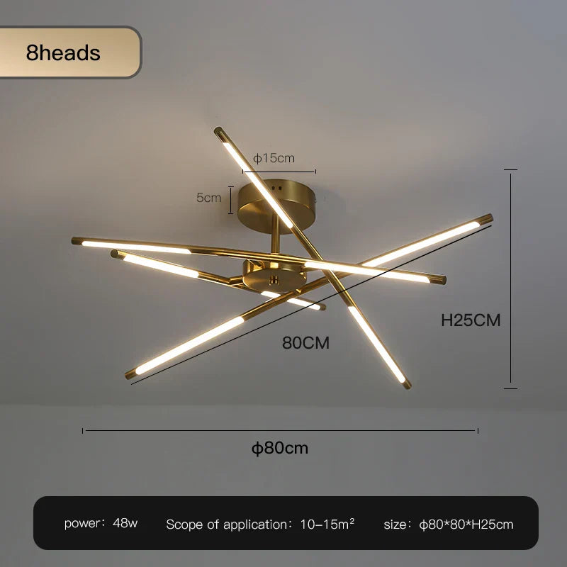 ™ Gold LED Ceiling Chandelier for Living Room Bedroom Kitchen - Dimmable Pendant Light