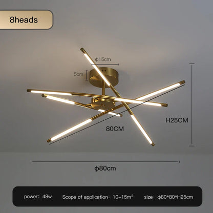 ™ Gold LED Ceiling Chandelier for Living Room Bedroom Kitchen - Dimmable Pendant Light