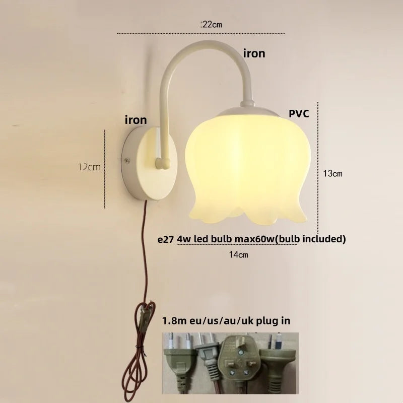 DecorBites™ Iron LED Wall Sconce Pull Chain Switch Stair Light Fixtures for Modern Home