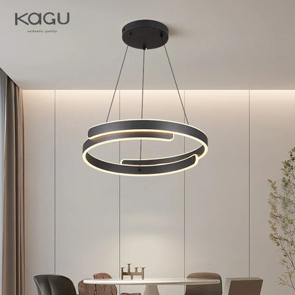 DecorBites™ Black White LED Ring Chandelier Pendant Lights for Home Indoor Decor