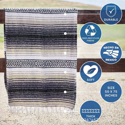 DecorBites™ Handwoven Mexican Blanket - Multicolor Geometry Beach Shawl