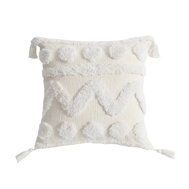 DecorBites™ Boho Geometric Tufted Tassel Cushion Cover 30x50/45x45cm