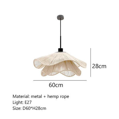 DecorBites™ Hemp Rope Chandelier: Nordic Minimalist Wabi Sabi LED Pendant Light for Dining & Bedroom