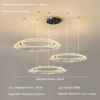 DecorBites™ LED Ring Chandelier: Luxury Living Room Lighting Fixture