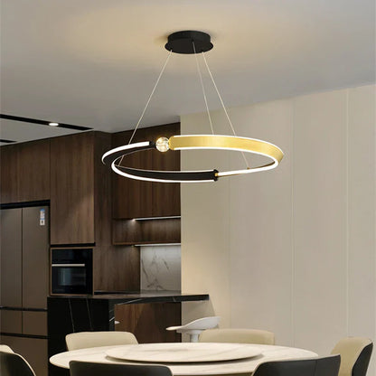 DecorBites™ Black Gold LED Ceiling Chandelier Crystal Decorative Pendant Lamp for Dining Room Bedroom