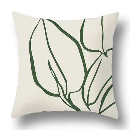 DecorBites™ Green Plants Geometric Print Pillow Cover - Home Sofa Cushion Cover