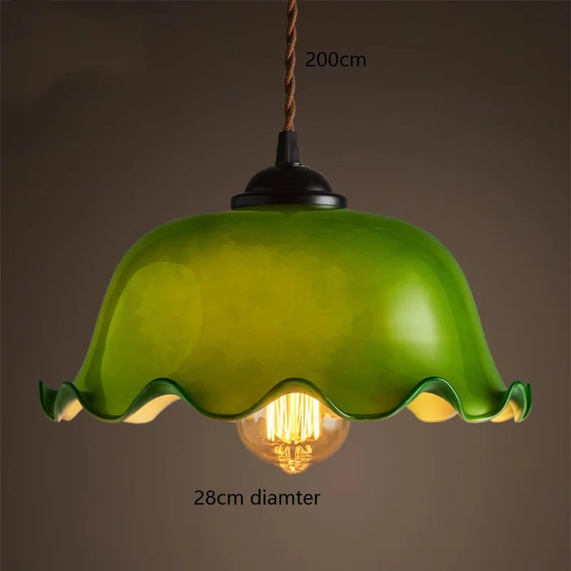 ™ Green Glass LED Pendant Light for Home, Restaurant, Bar, and Loft Style Decor.