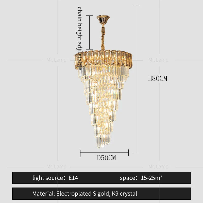 DecorBites™ Amber Crystal Chandelier for Living Room in French Light Luxury Style