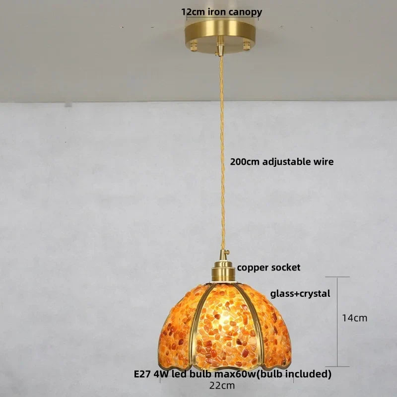 DecorBites™ Crystal Glass LED Pendant Lamp with Adjustable Copper Socket for Modern Luxury Décor